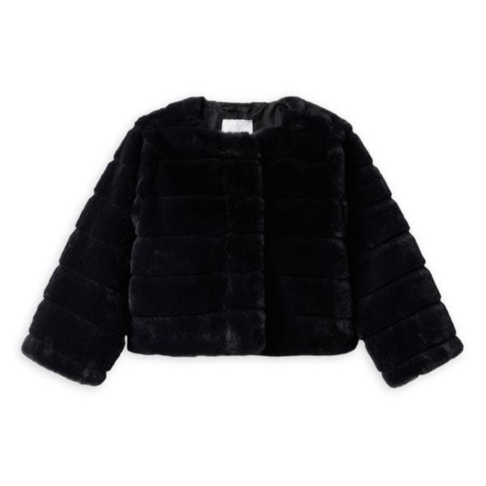 Janie and Jack Black Faux Fur Jacket 12-18 month